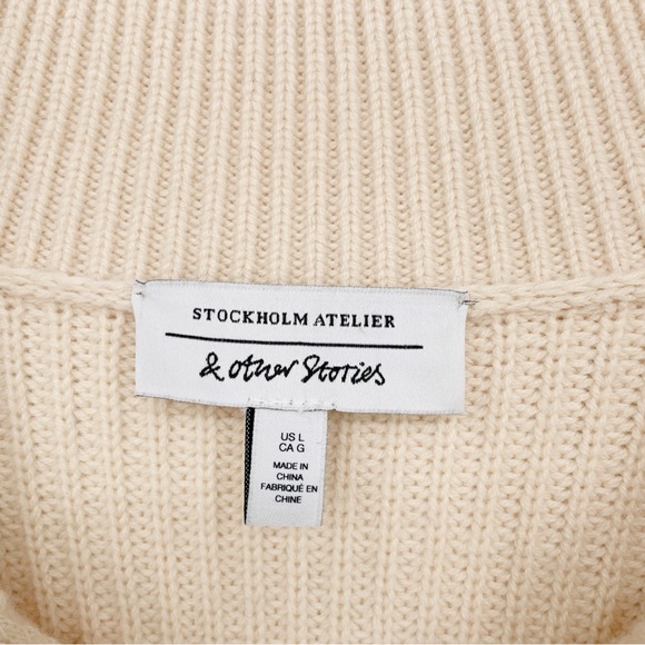 & Other Stories Half-Zip Striped Oversized Boxy Sweater Large Stockholm Atelier - Picture 4 of 12